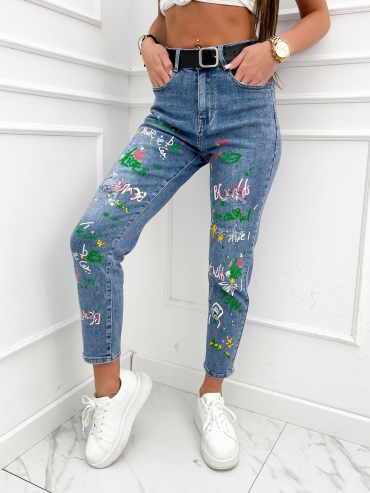 Spodnie jeansowe z napisami Suzi