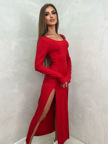 Sukienka maxi z rozcięciami czerwona-Yance