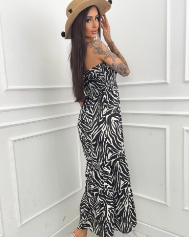 Sukienka maxi z odpinaną broszką zebra Chiara