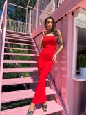 Sukienka midi z efektem push up czerwona Dozza