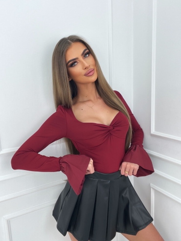 Body rozkloszowane rękawy bordo Missy