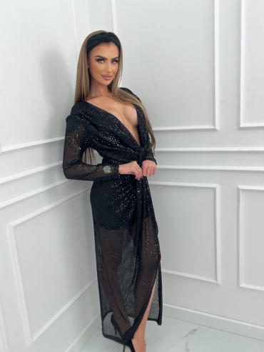 Sukienka cekinowa midi czarna Alia