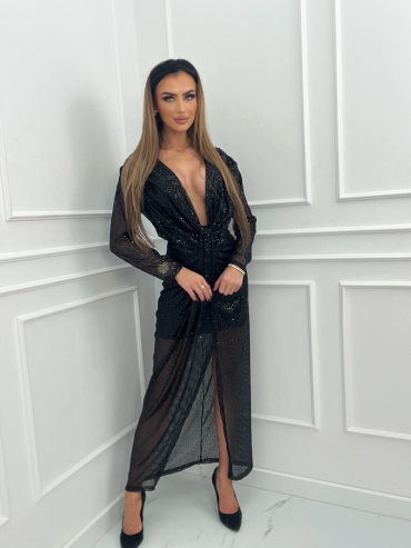 Sukienka cekinowa midi czarna Alia