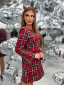 Sukienka trapezowa w kratę z kokardą Alessia