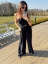 Kombinezon z szeroką nogawka i gumką w biuście czarny Priscilla