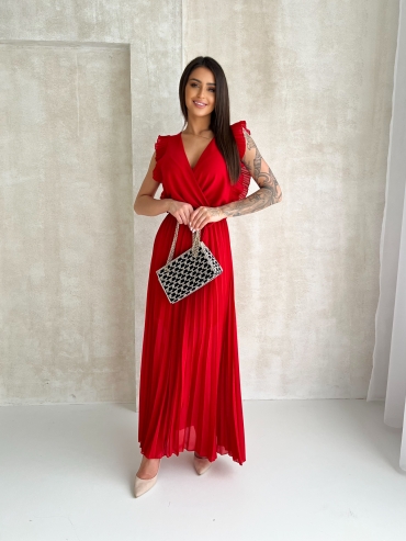 Plisowana sukienka maxi czerwona Manuella