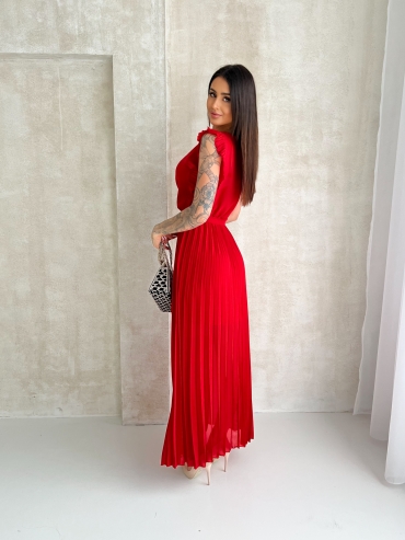 Plisowana sukienka maxi czerwona Manuella