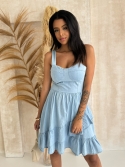 Sukienka bawełniana mini z falbanami jeans Monic