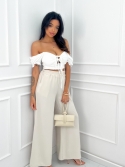 Spodnie wide leg beżowe Clatrisse