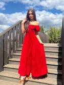 Sukienka maxi z przeszyciami czerwona Alessandro