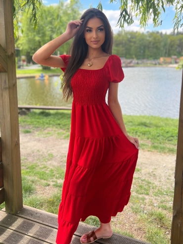 Sukienka maxi z przeszyciami czerwona Alessandro