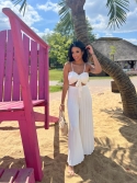Komplet top i spodnie plisowane wide leg biały Cassandra