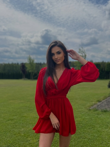 Kombinezon szyfonowy czerwony Elisse