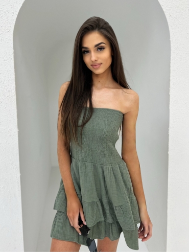 Sukienka mini muślinowa khaki April