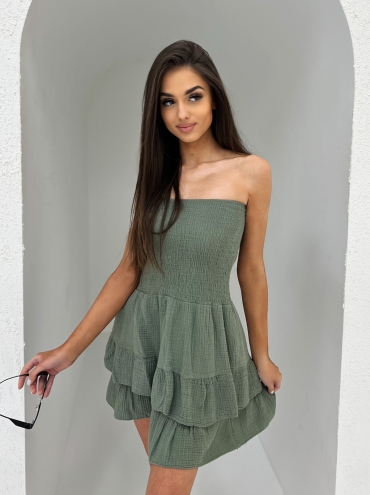 Sukienka mini muślinowa khaki April