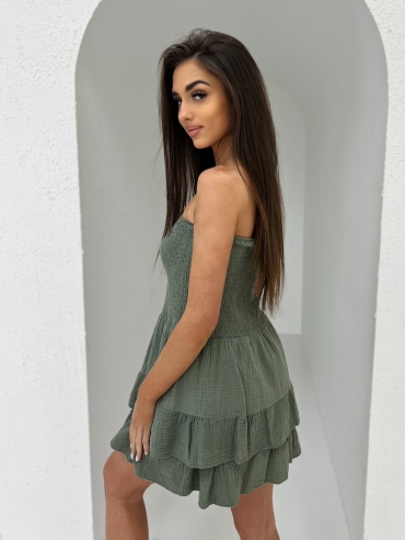 Sukienka mini muślinowa khaki April