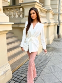 Marynarka z paskiem biała Gaelle