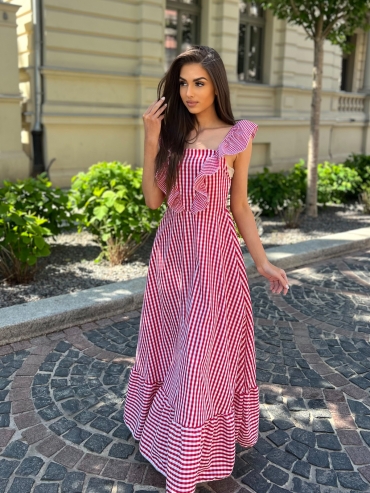 Sukienka maxi w kratę czerwona Cathlin
