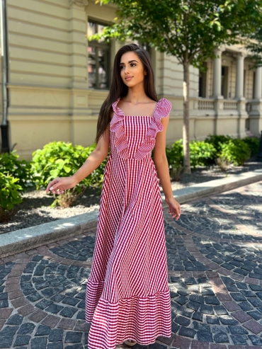 Sukienka maxi w kratę czerwona Cathlin