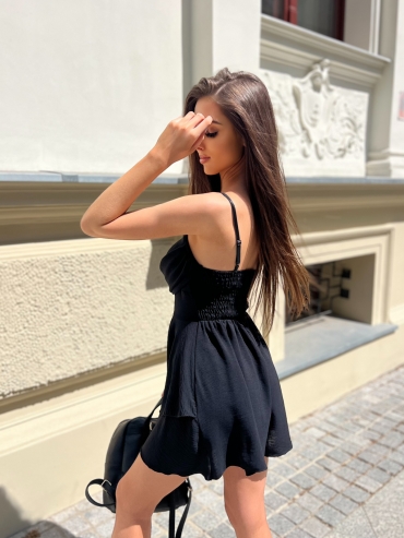 Kombinezon z falbanami czarny Nina