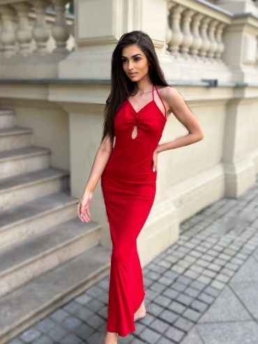 Sukienka maxi push up odkryte plecy czerwona Grace