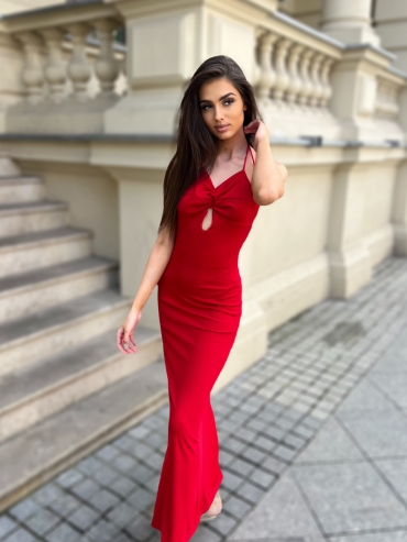 Sukienka maxi push up odkryte plecy czerwona Grace