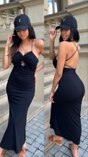 Sukienka maxi push up odkryte plecy czarna Grace