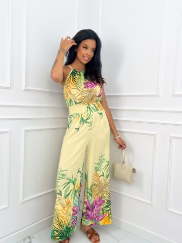 Kombinezon maxi kwiatowy print cytryna Exotic