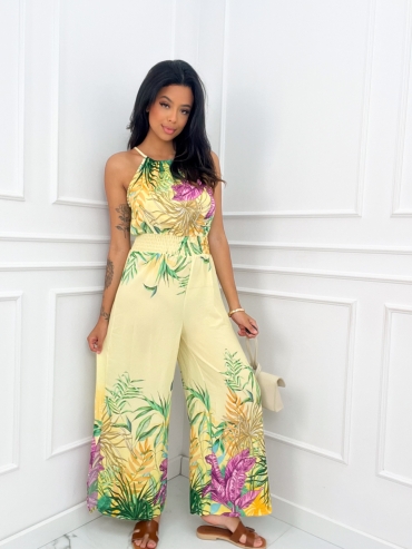 Kombinezon maxi kwiatowy print cytryna Exotic