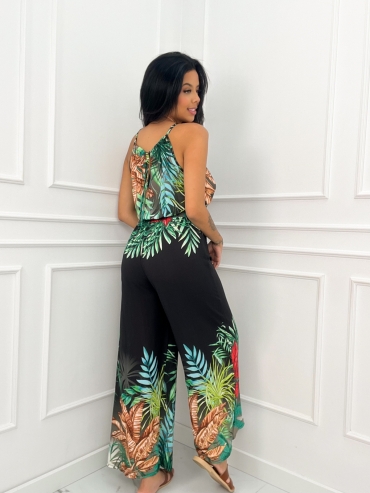 Kombinezon maxi kwiatowy print czarna Exotic