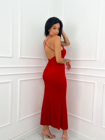 Sukienka maxi push up odkryte plecy czerwona Grace
