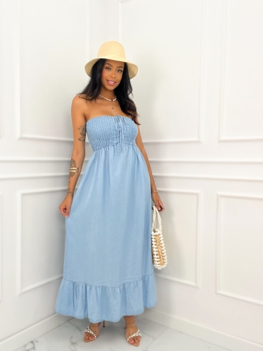 Sukienka maxi z gumką w biuście jeans Gamma