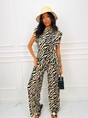 Komplet bluzka i spodnie wide leg zebra Hilda
