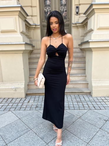 Sukienka maxi push up odkryte plecy czarna Grace