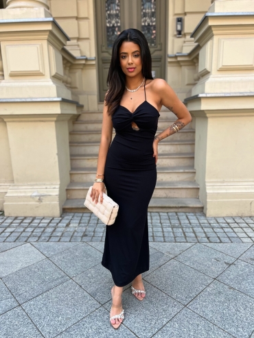 Sukienka maxi push up odkryte plecy czarna Grace