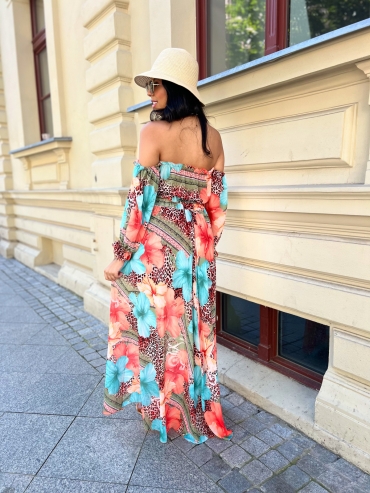 Komplet wzorzysty hiszpanka z szortami pomarańcz Valentina