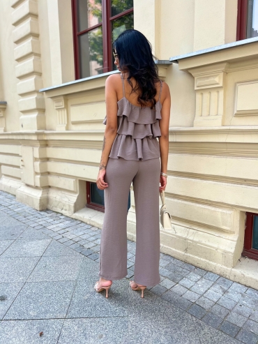 Komplet spodnie wide leg I bluzka z falbanami fango Chicago