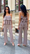 Komplet spodnie wide leg I bluzka z falbanami fango Chicago
