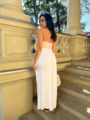 Spodnie wiskozowe wide leg białe Monis