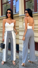 Spodnie wide leg z napami szare Chelsea