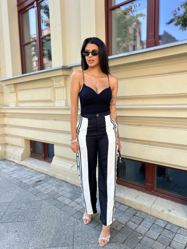Spodnie wide leg z napami czarne Chelsea