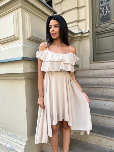 Sukienka hiszpanka asymetryczna beż Claudia