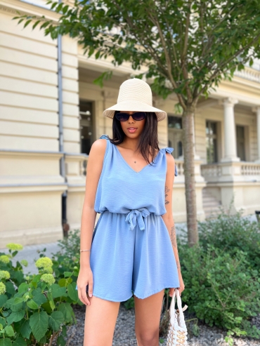 Kombinezon mini wiązane ramiączka jeans Giama