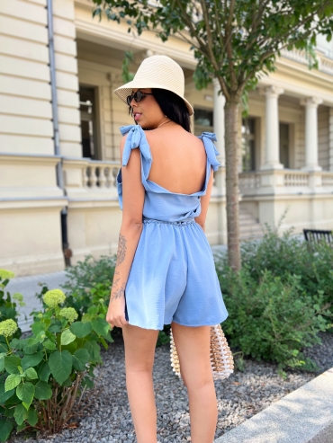 Kombinezon mini wiązane ramiączka jeans Giama