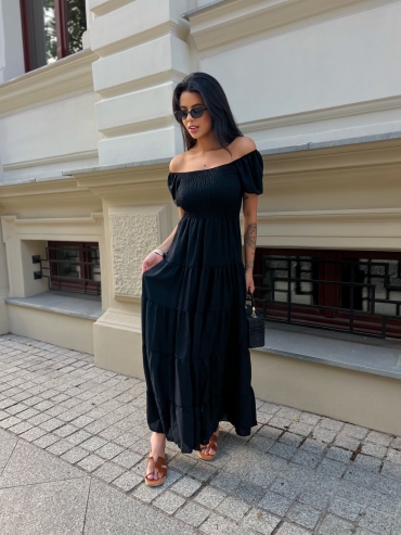 Sukienka maxi z przeszyciami czarna Alessandro