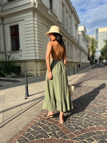 Muślinowa sukienka maxi khaki Holly