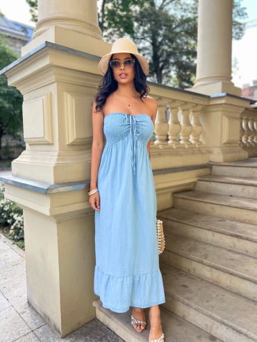 Sukienka maxi z gumką w biuście jeans Gamma