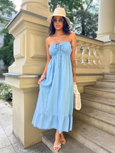 Sukienka maxi z gumką w biuście jeans Gamma