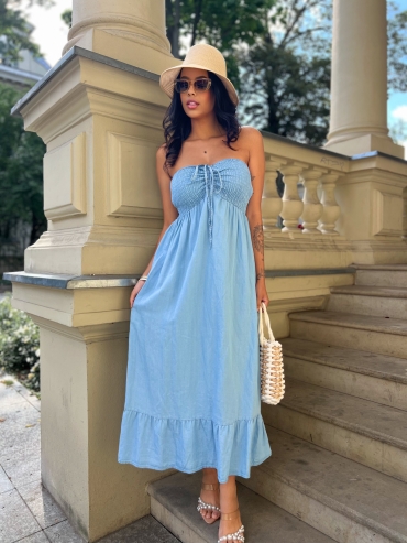 Sukienka maxi z gumką w biuście jeans Gamma