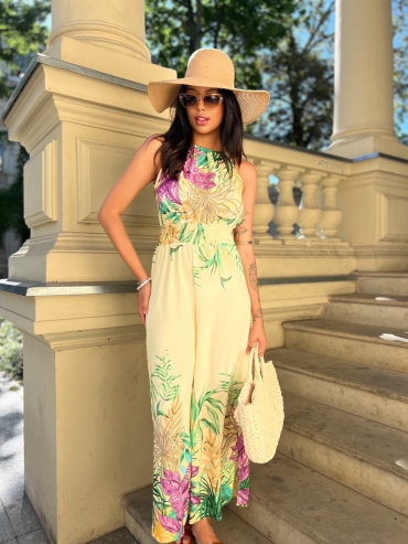 Kombinezon maxi kwiatowy print cytryna Exotic